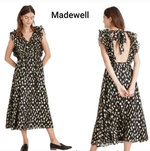 Black And Gold Open Back Sparkle Midi Dress